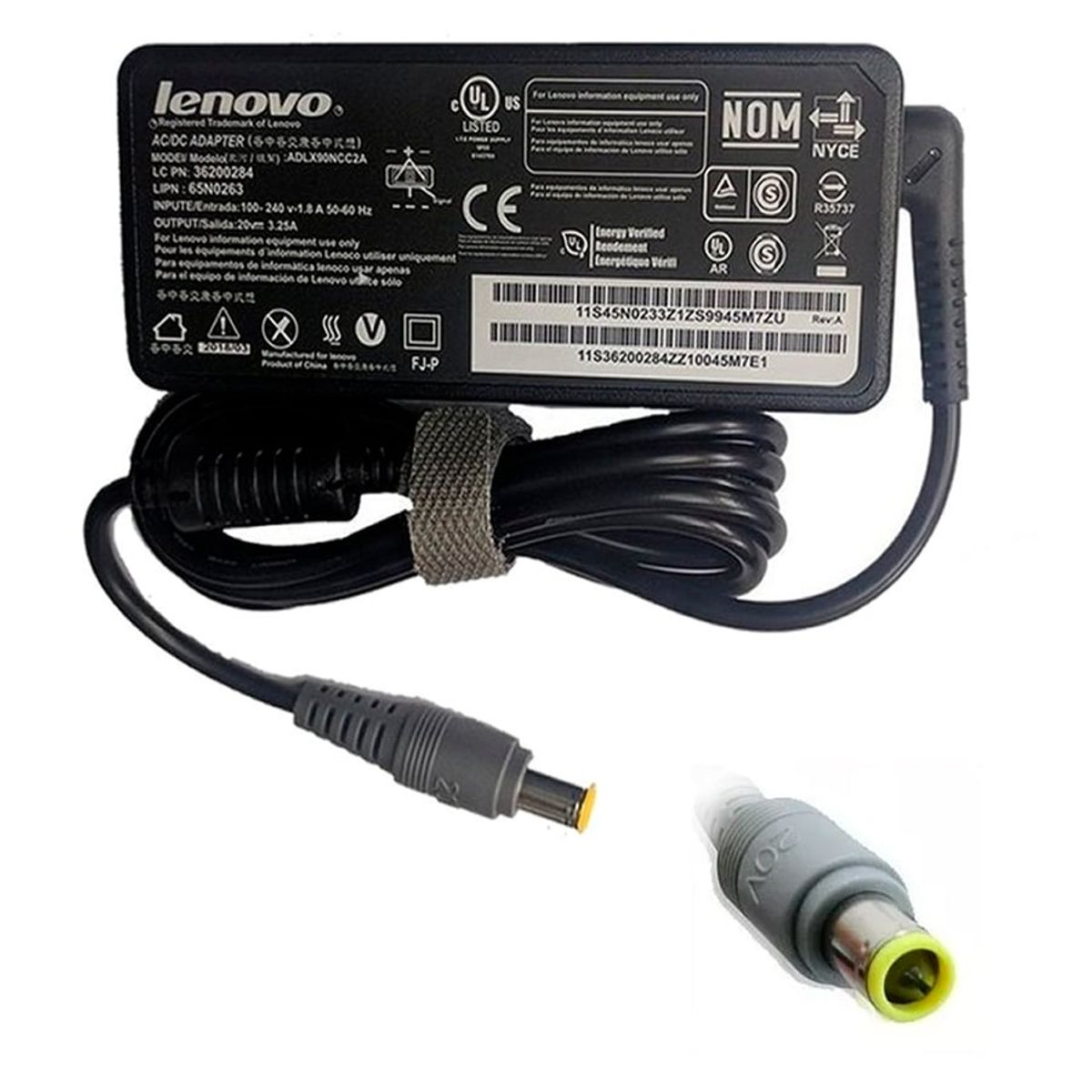 LENOVO - CARGADOR LENOVO 20V 3.25A 65W  PUNTA AMARILLA