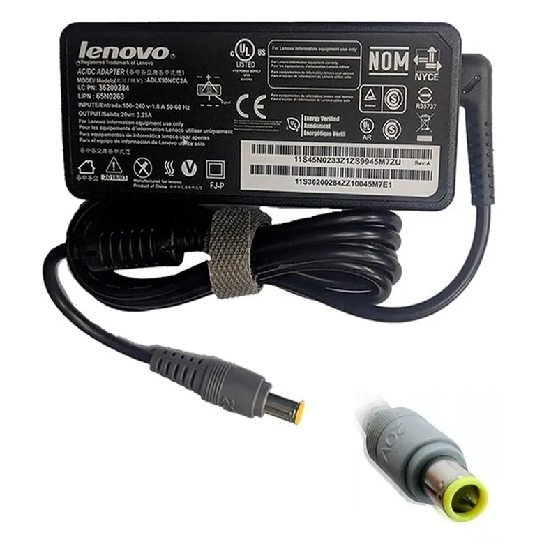 LENOVO - CARGADOR LENOVO 20V 3.25A 65W  PUNTA AMARILLA