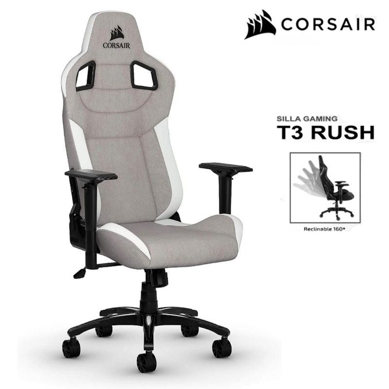 CORSAIR - Silla Gamer Corsair T3 RUSH Gris Blanco