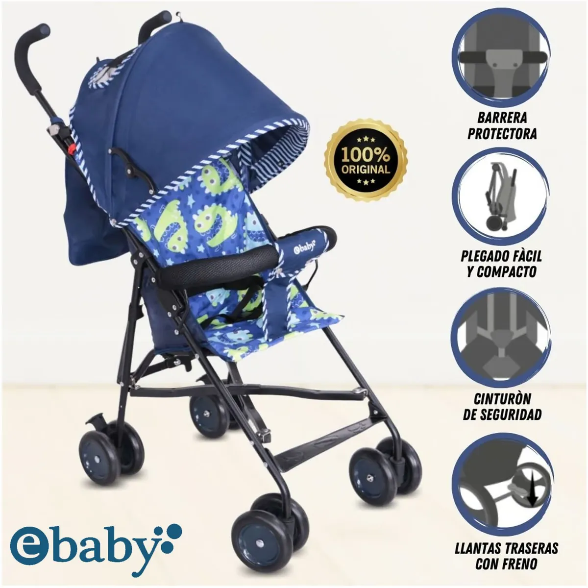 EBABY - Coche Bastón «SWEET VIEW»  Blue