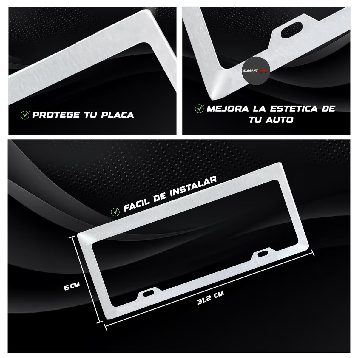 JET - Portaplaca Metal Universal Auto Color Plata 1pcs