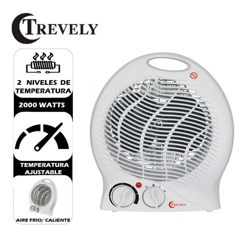 TREVELY - Termoventilador Trevely TCH06 Portatil 2000 watts Blanco