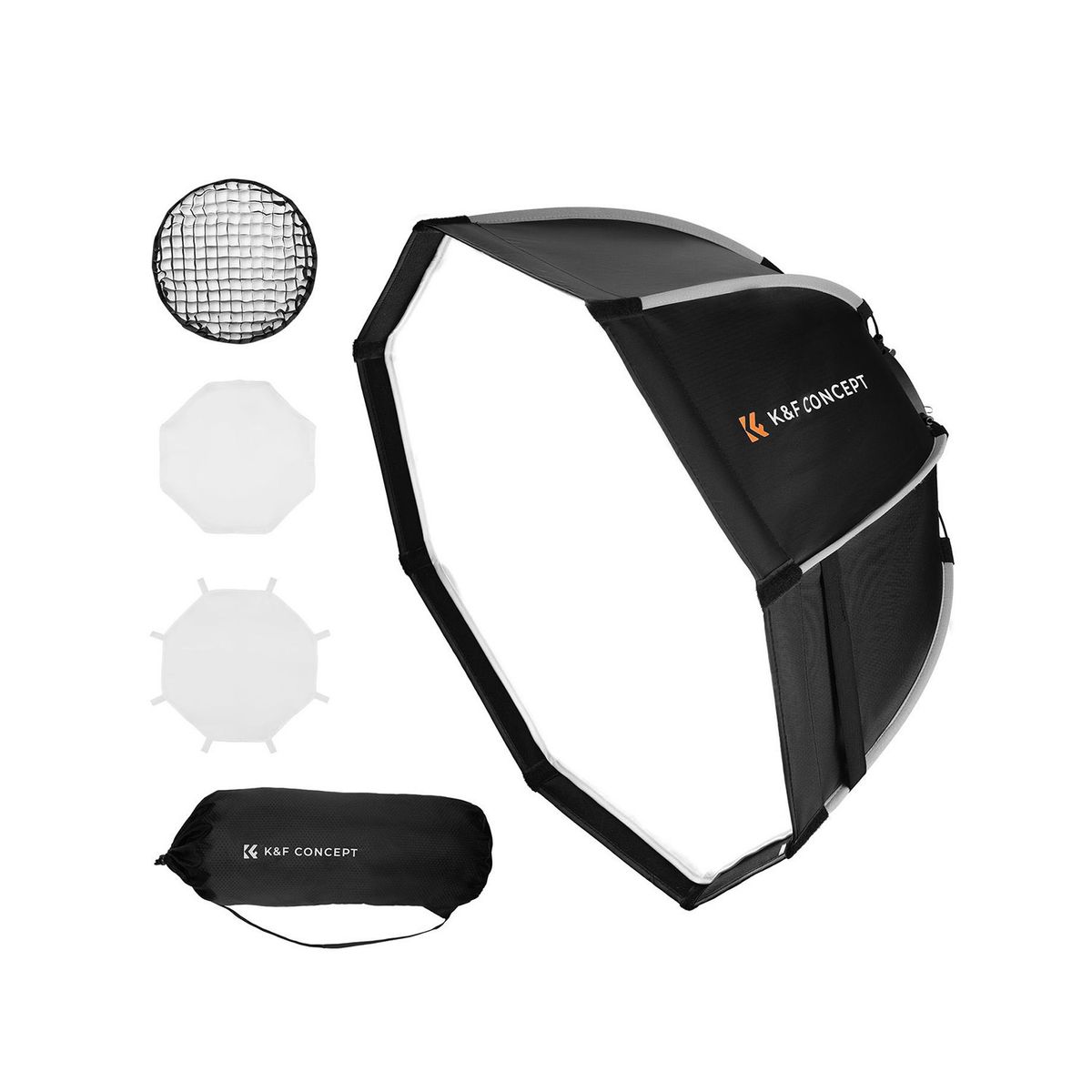K&F CONCEPT - Softbox octagonal armado rápido de 90cm + grilla - K&F Concept