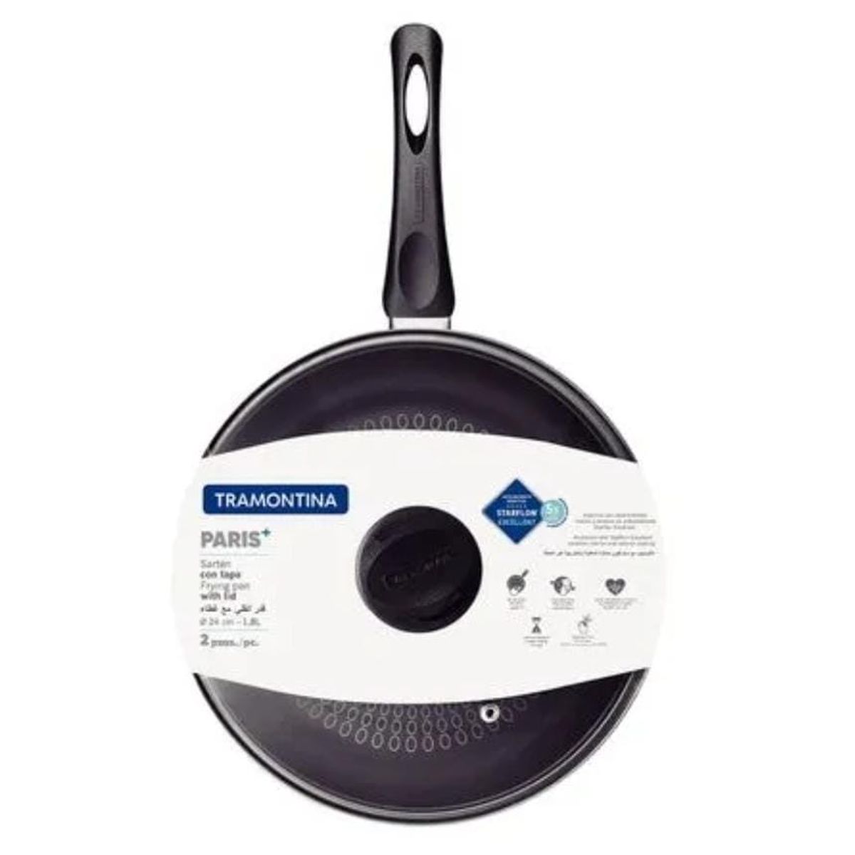 TRAMONTINA - Sartén Antiadh Negro Recta CTapa Paris 24