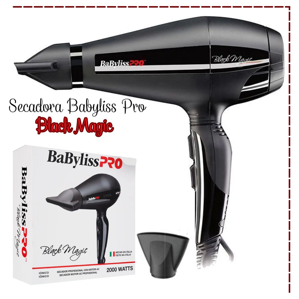 BABYLISS PRO - Secadora Profesional BaBylissPRO Pro Black Magic