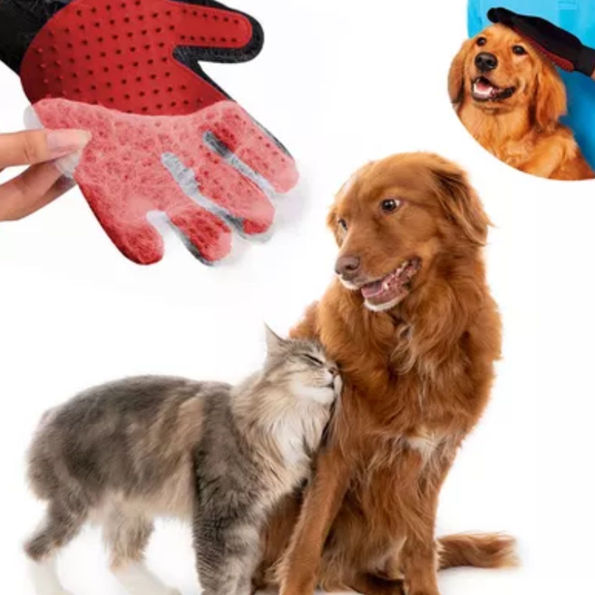 GENERICO - GUANTE QUITA PELOS PARA MASCOTAS COLOR ROJO