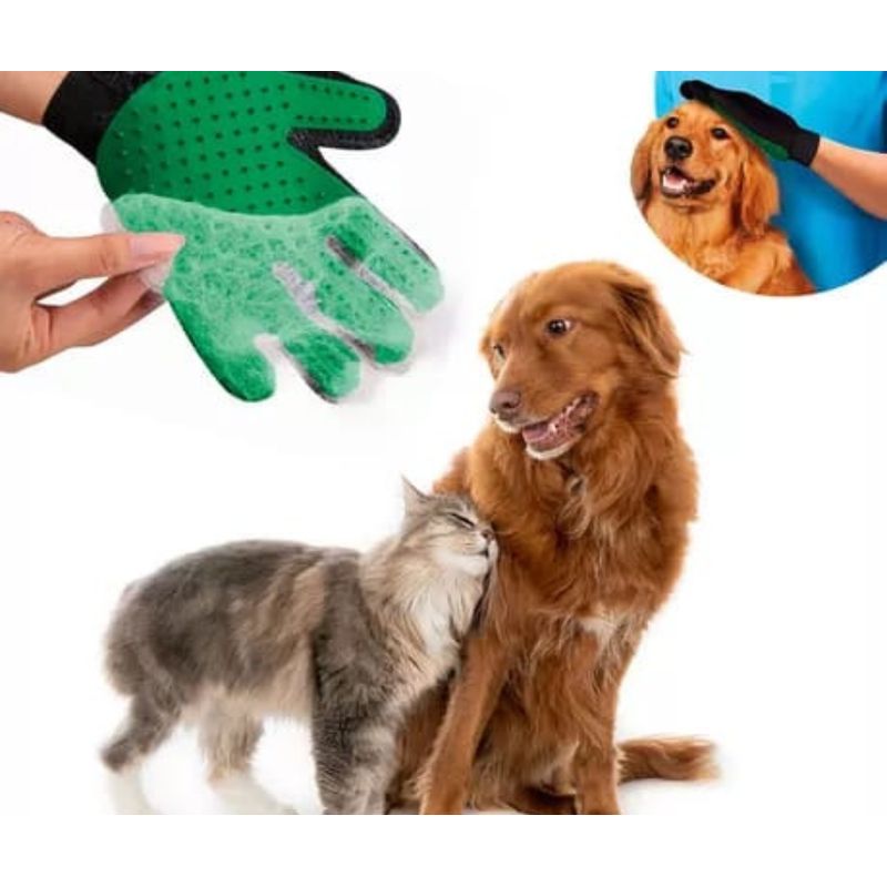 GENERICO - GUANTE QUITA PELOS PARA MASCOTAS COLOR VERDE
