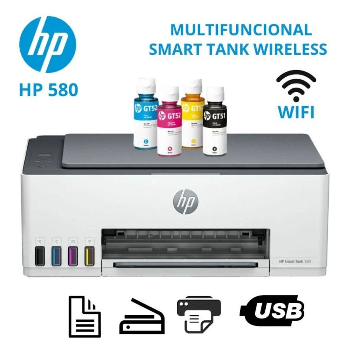 HP - Impresora Multifuncional HP Smart Tank 580