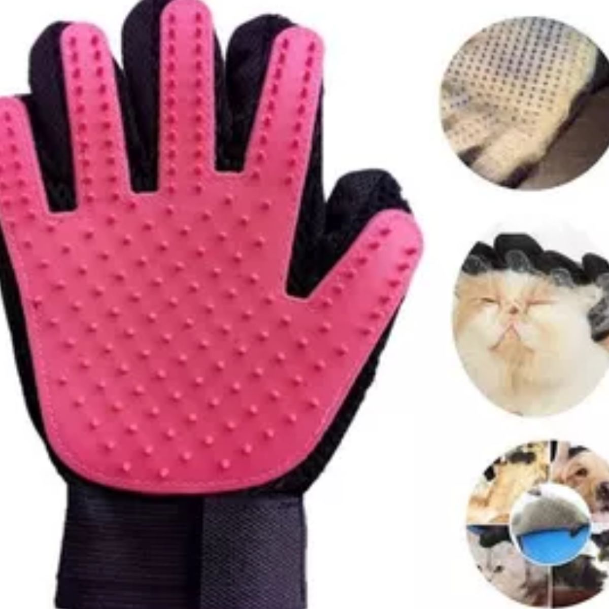 GENERICO - GUANTE QUITA PELOS PARA MASCOTAS COLOR FUCSIA