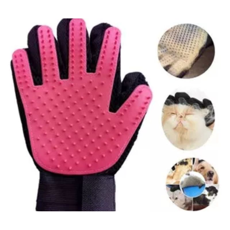 GENERICO - GUANTE QUITA PELOS PARA MASCOTAS COLOR FUCSIA