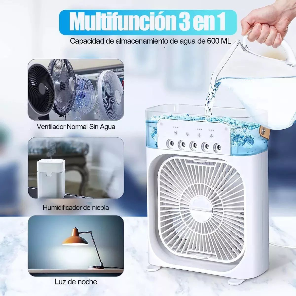 GENERICO - Ventilador Humificador de Mesa Blanco