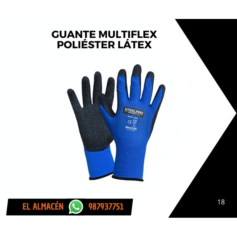 STEELPRO - GUANTE MULTIFLEX POLIÉSTER LÁTEX - TALLA L - PACK X 12 PARES