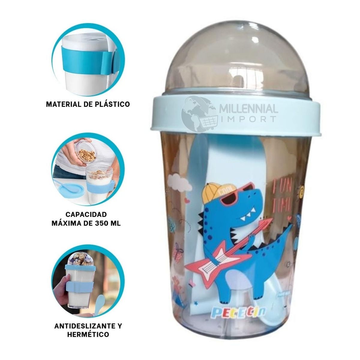 GENERICO - Yogurtera en Vaso con Cuchara Porta Yogurt y Cereal de 450ml