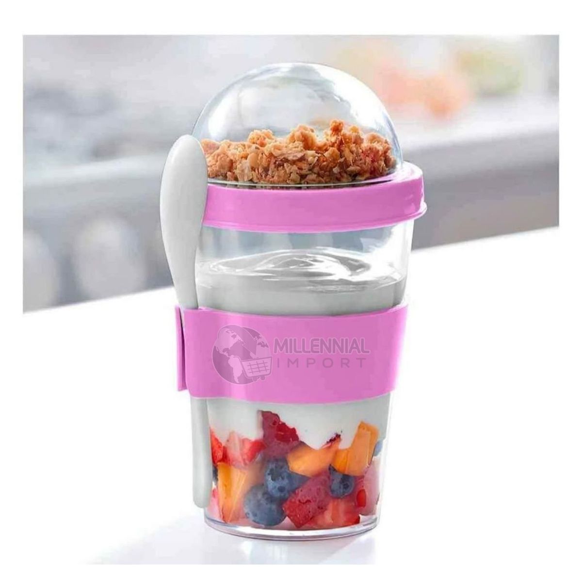 GENERICO - Yogurtera en Vaso con Cuchara Porta Yogurt y Porta Cereal para Niña