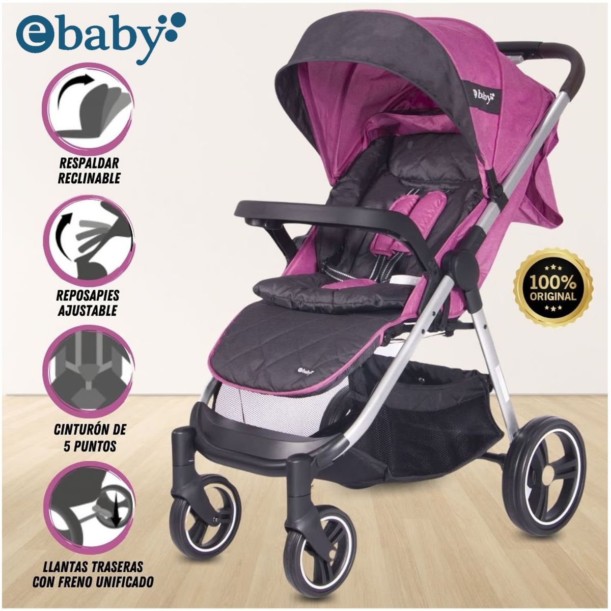 EBABY - Coche de Paseo «DASH» Ebaby Pink