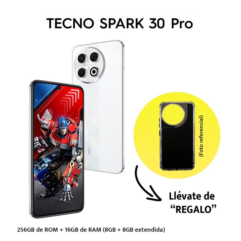 TECNO MOBILE - TECNO SPARK 30 PRO 8GB RAM 256GB COLOR ARCTIC GLOW CON ESTUCHE DE REGALO