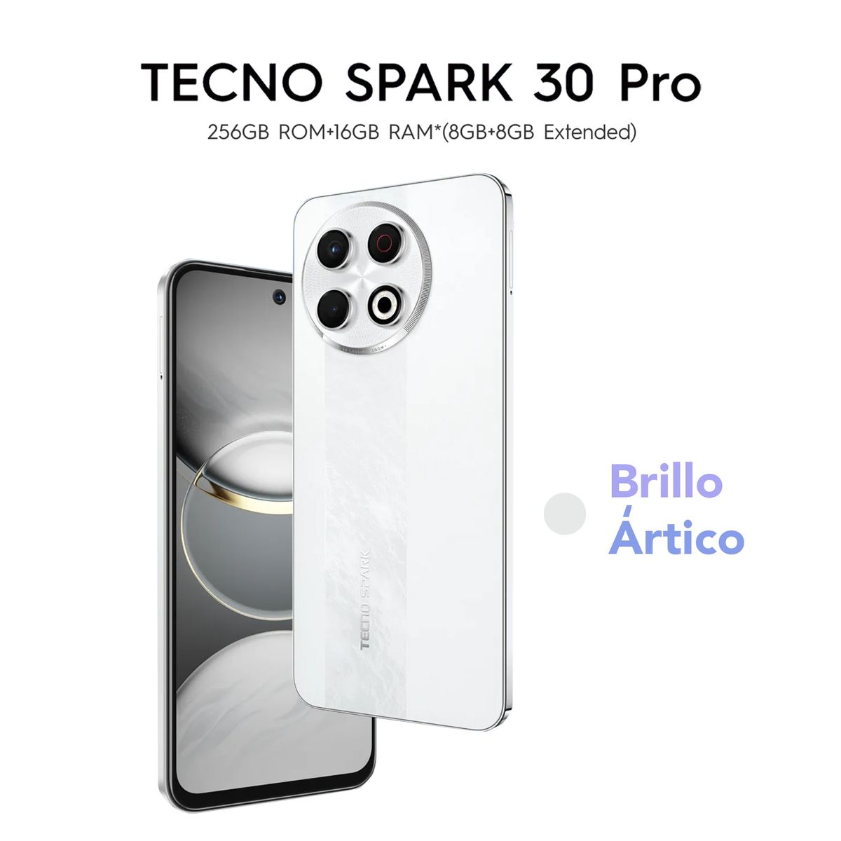 TECNO MOBILE - TECNO SPARK 30 PRO 8GB RAM 256GB COLOR ARCTIC GLOW CON ESTUCHE DE REGALO