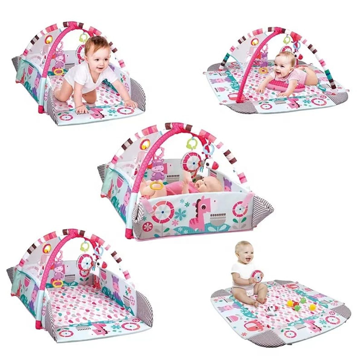 GENERICO - Gimnasio Piscina Actividades Musical 5 en 1 con 30 Pelotas