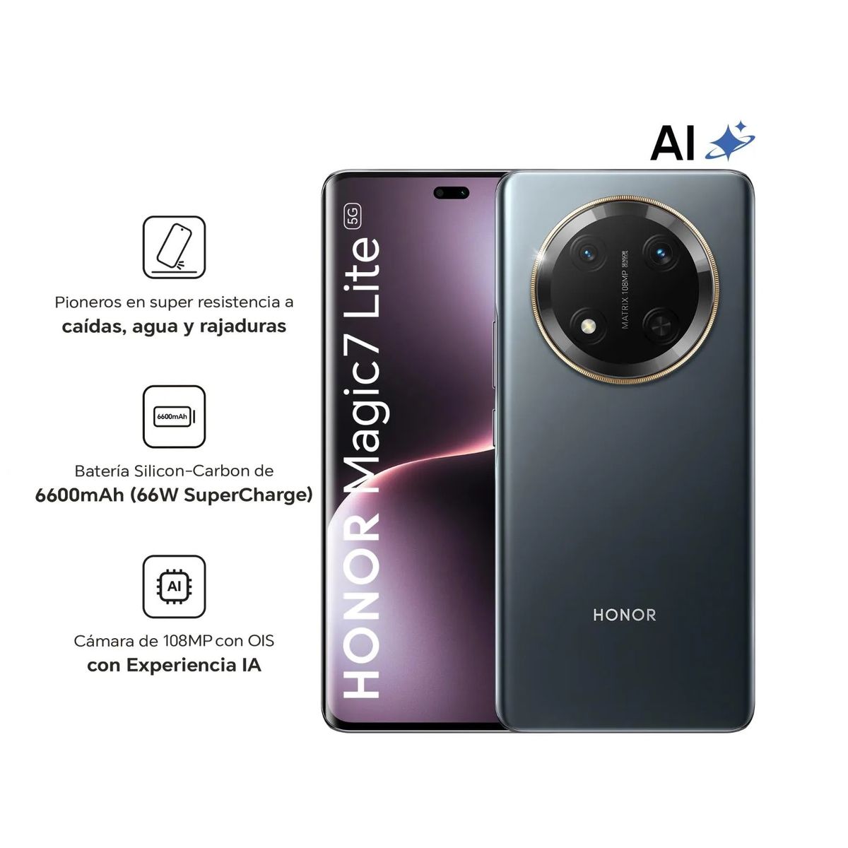 HONOR - HONOR MAGIC 7 LITE 5G NEGRO 8RAM 256GB - REGISTRADO