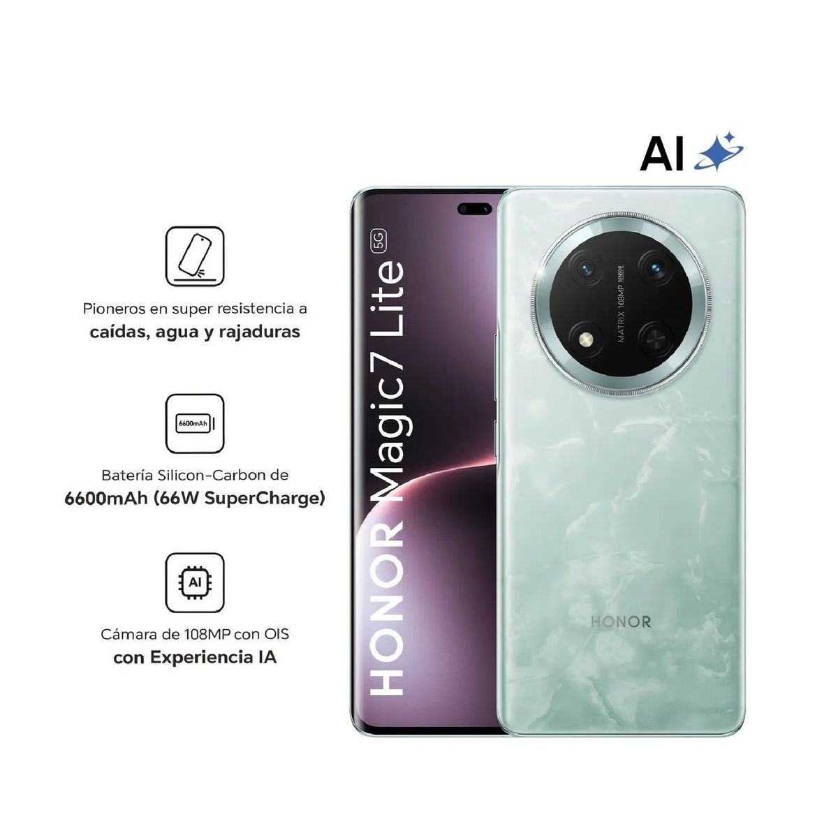 HONOR - HONOR MAGIC 7 LITE 5G JADE CYAN 8RAM 256GB - REGISTRADO