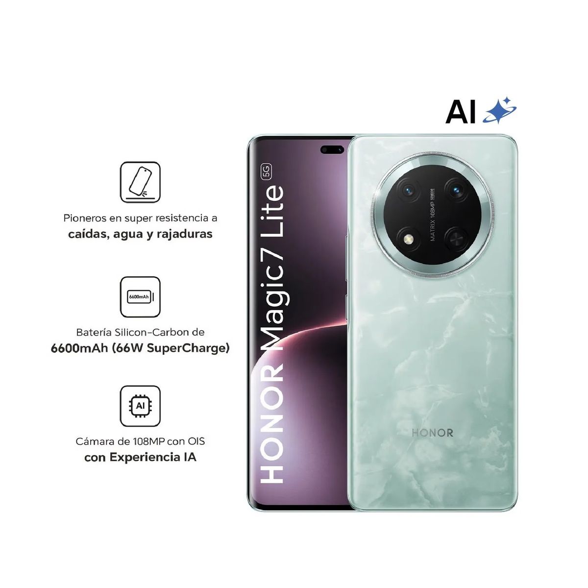 HONOR - HONOR MAGIC 7 LITE 5G JADE CYAN 8RAM 256GB - REGISTRADO