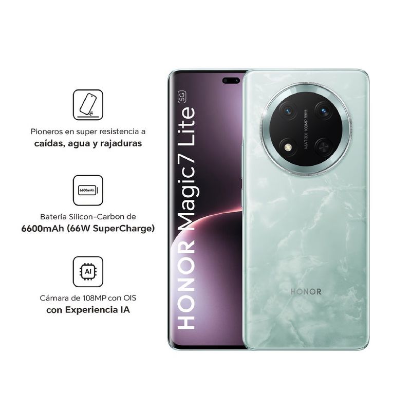 HONOR - HONOR MAGIC 7 LITE 5G JADE CYAN 8RAM 256GB - REGISTRADO