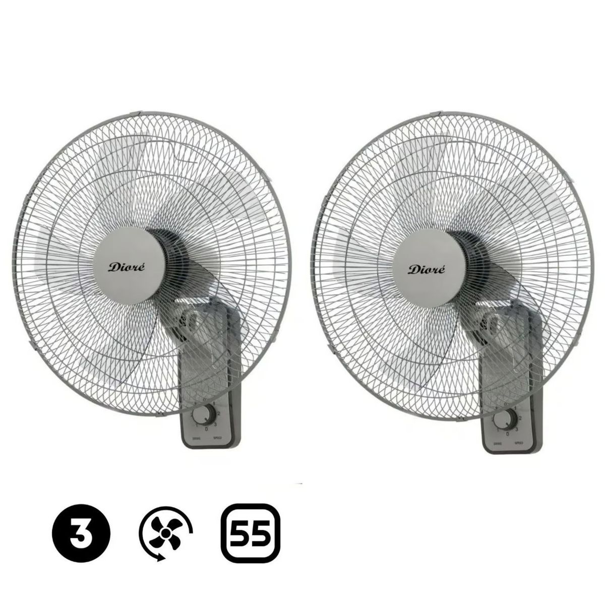 DIORE - 02Ventiladores de pared Dioré MWF-1605 3 velocidades 5 aspas 55 Watts