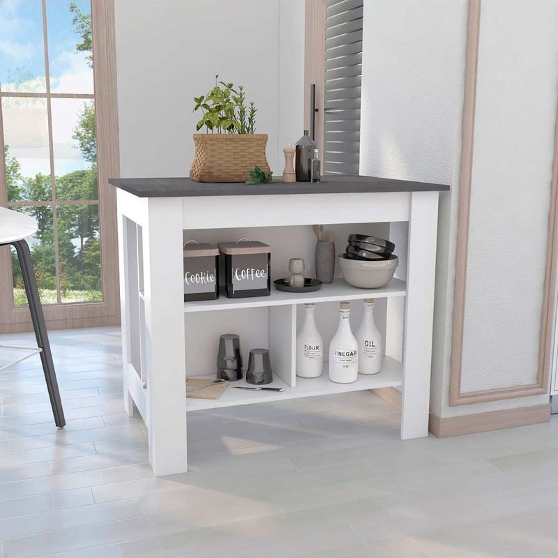 GENERICO - BARRA DE COCINA ADA BLANCO-ONIX - ENVÍO ARMADO Y MELAMINA 18mm