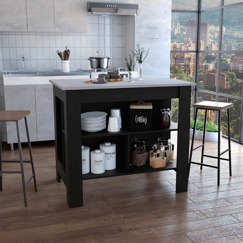 GENERICO - BARRA DE COCINA ADA CENIZA-WENGUE - ENVÍO ARMADO Y MELAMINA 18mm