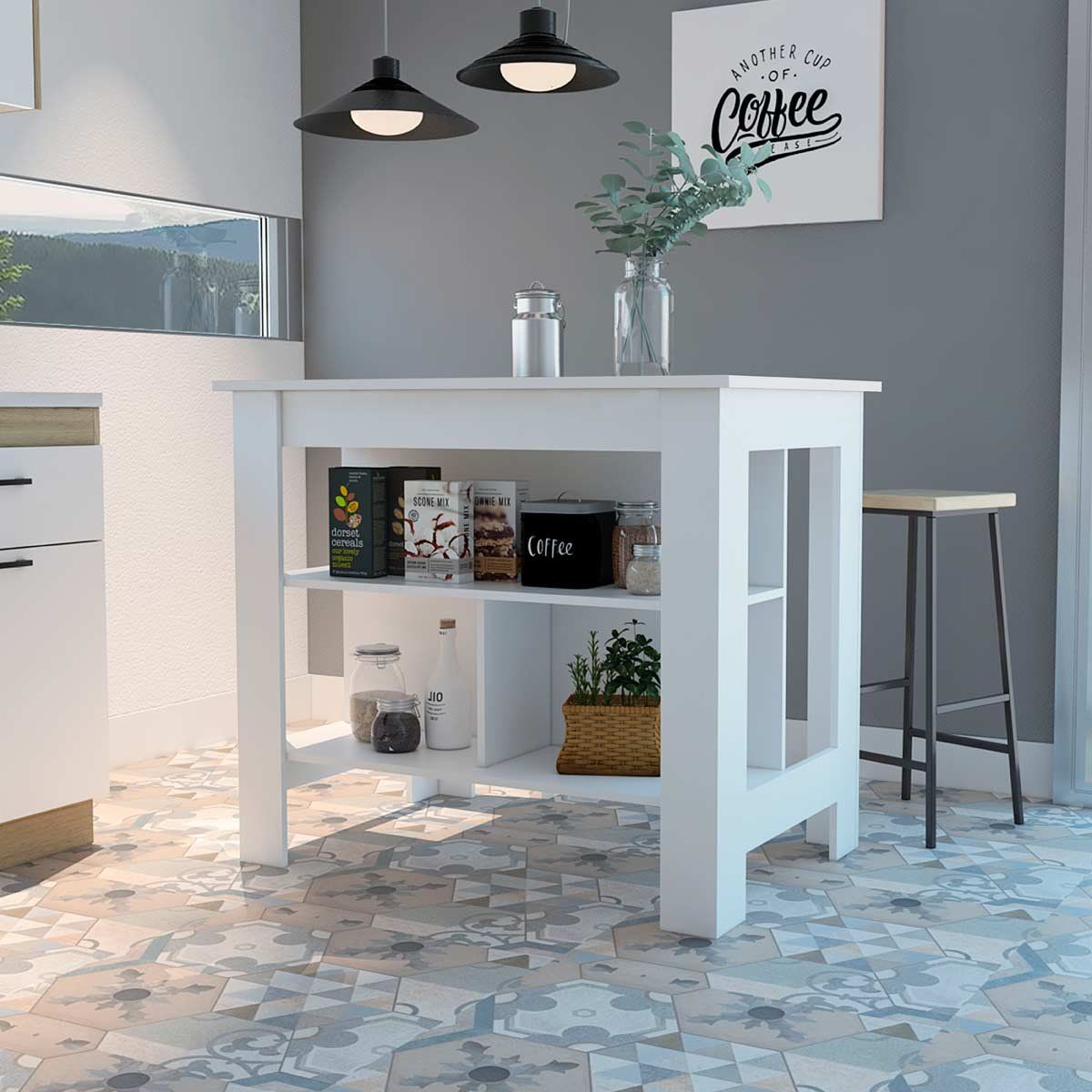 GENERICO - BARRA DE COCINA ADA BLANCO - ENVÍO ARMADO Y MELAMINA 18mm