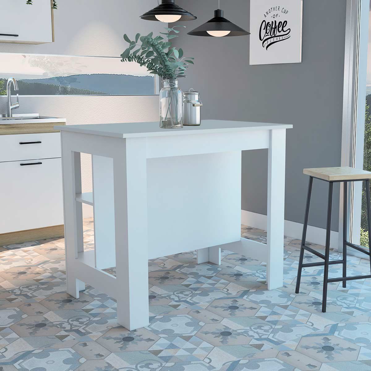 GENERICO - BARRA DE COCINA ADA BLANCO - ENVÍO ARMADO Y MELAMINA 18mm