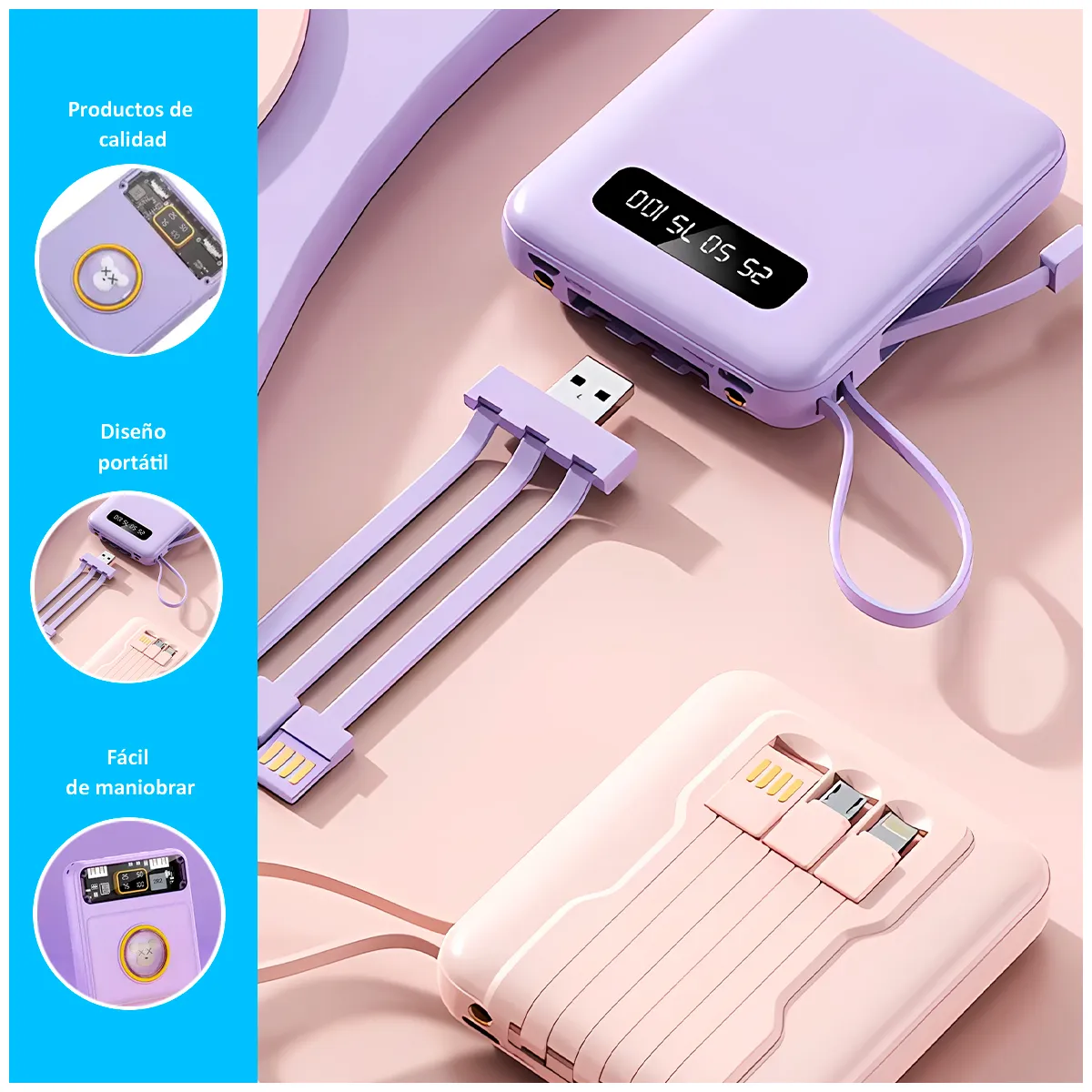 GENERICO - Power Bank Batería Portátil rosado