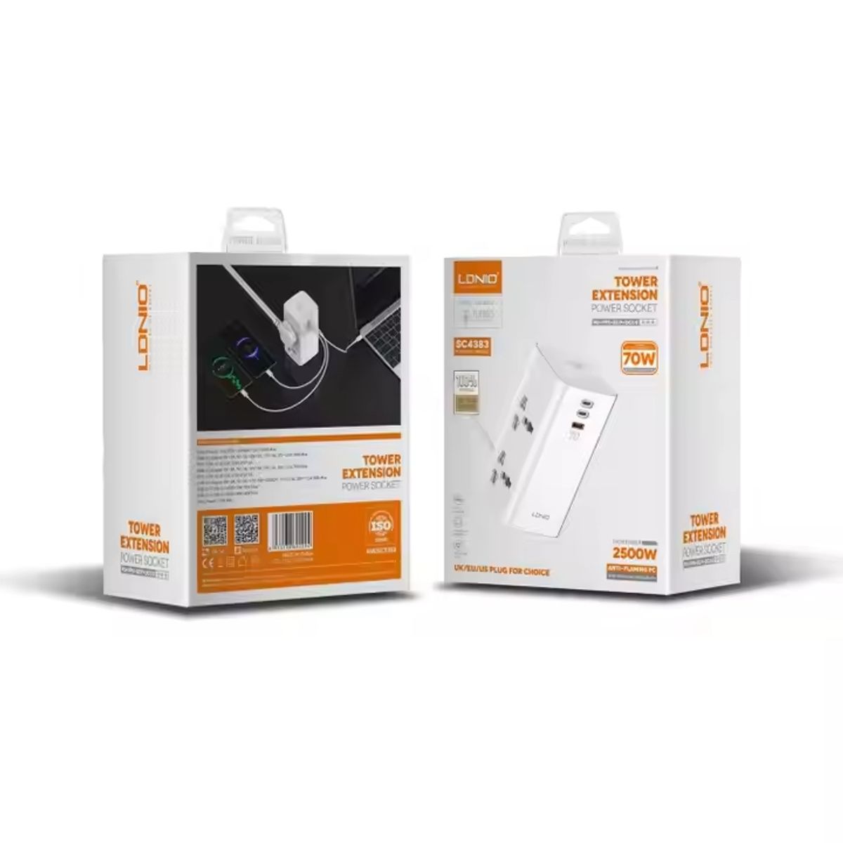 LDNIO - Extension Tomacorriente de Carga Rapida 70w Ldnio Sc4383