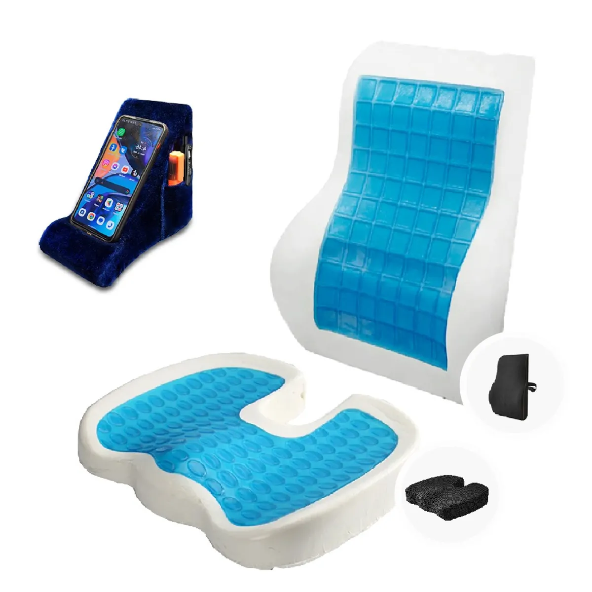 TERAFLEX - COJIN LUMBAR Y COJIN COXIS GEL TECH - REGALO PORTA CELULAR TERAFLEX