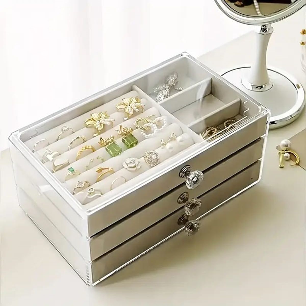 GENERICO - Organizador Joyero de Lujo de 3 Niveles Acrílico