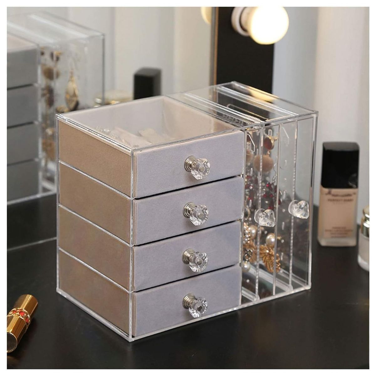 GENERICO - Organizador de Anillos y Pendientes Transparente a Prueba de Polvo