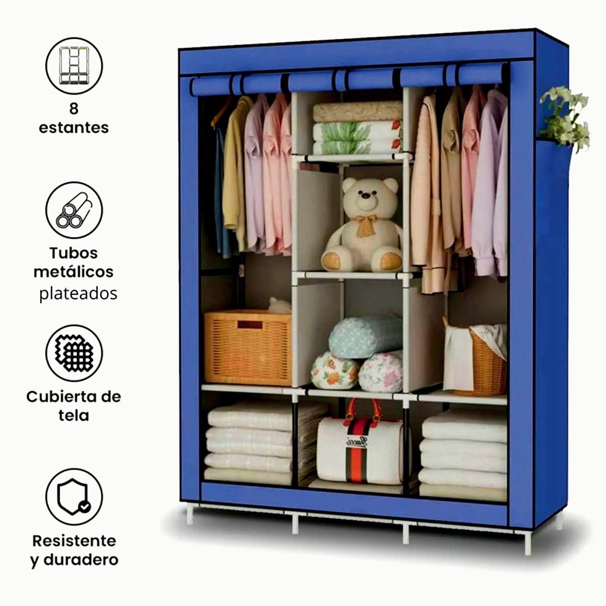 GENERICO - ROPERO ARMABLE 3 CUERPOS ARMADO FACIL Y PORTATIL