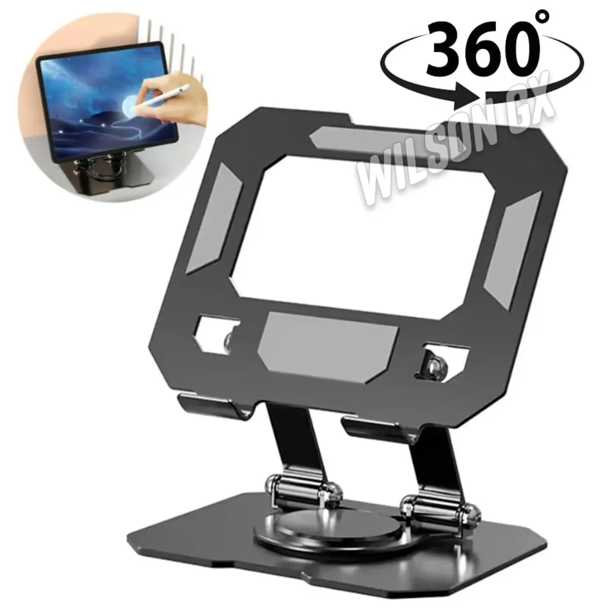 OEM - Soporte para Tablet e Ipad de Aluminio 360 Giratorio Base Plegable