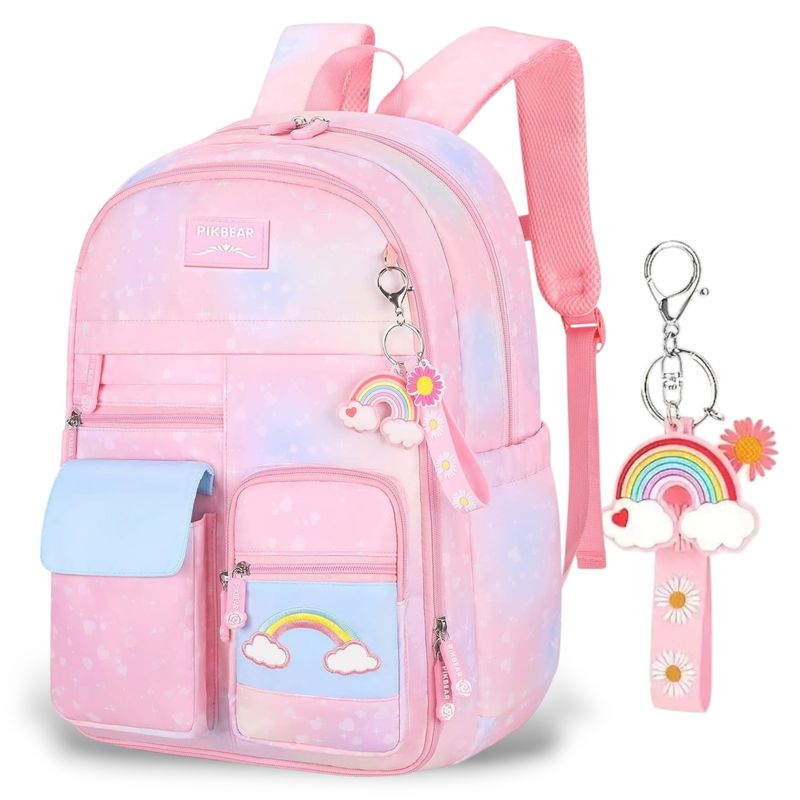 GENERICO - Mochila Escolar Para Niña Primaria Segundaria Arcoiris Kawai Rosado
