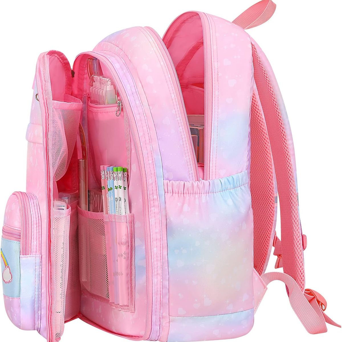 GENERICO - Mochila Escolar Para Niña Primaria Segundaria Arcoiris Kawai Rosado
