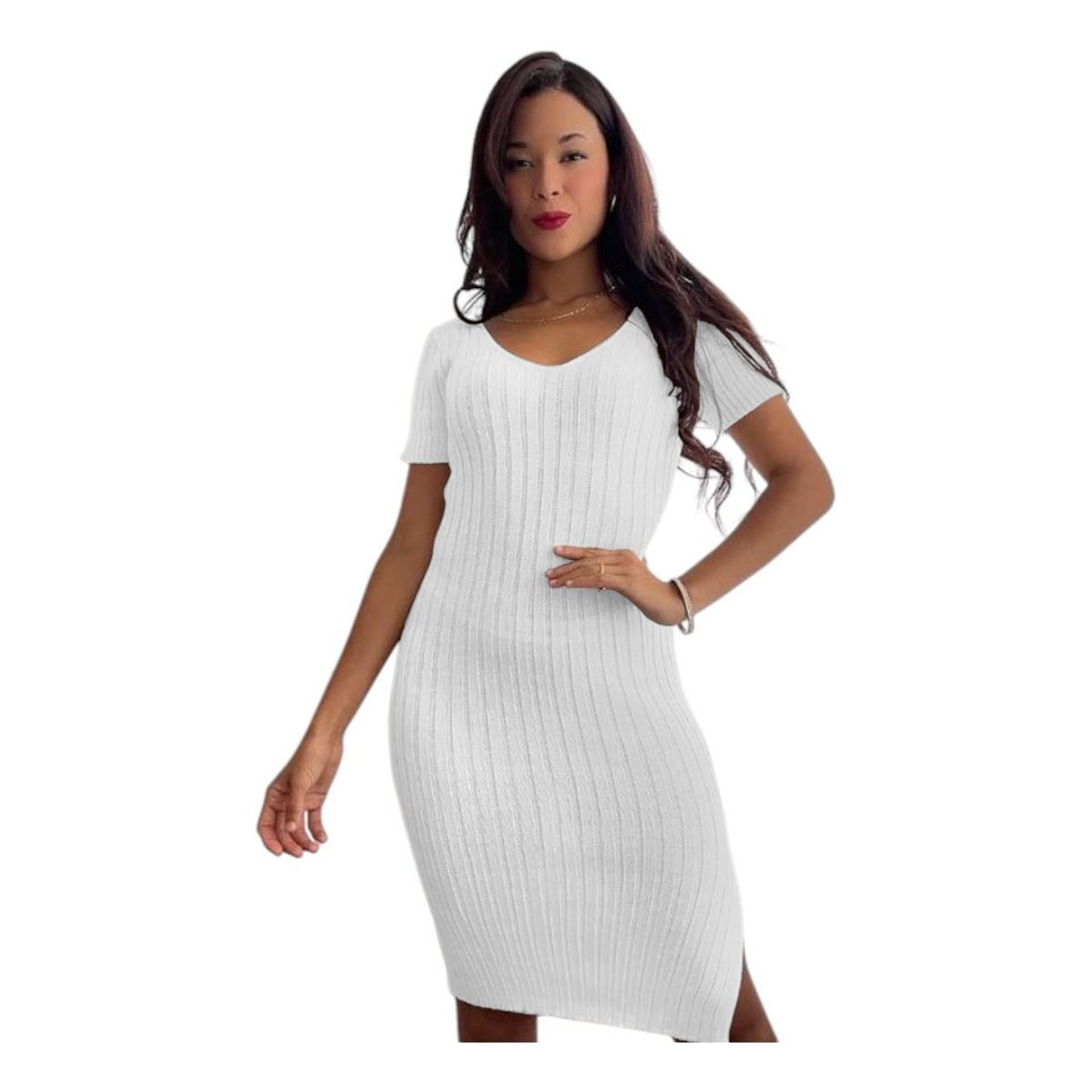 GENERICO - Vestido Chic Mujer Tejido Jilo Alpino G359-22 Color Blanco