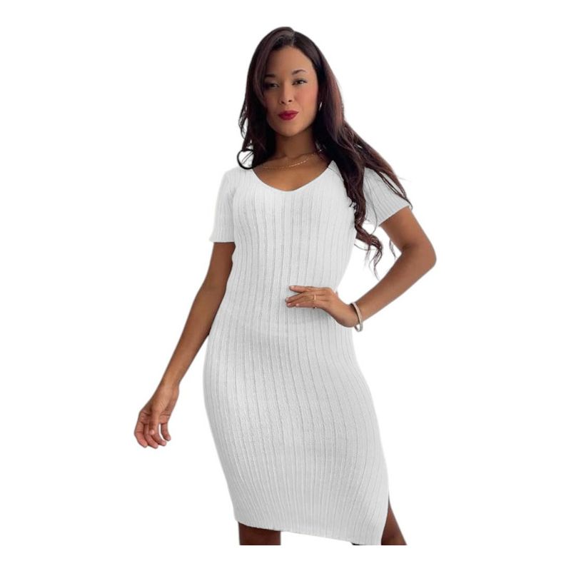 GENERICO - Vestido Chic Mujer Tejido Jilo Alpino G359-22 Color Blanco