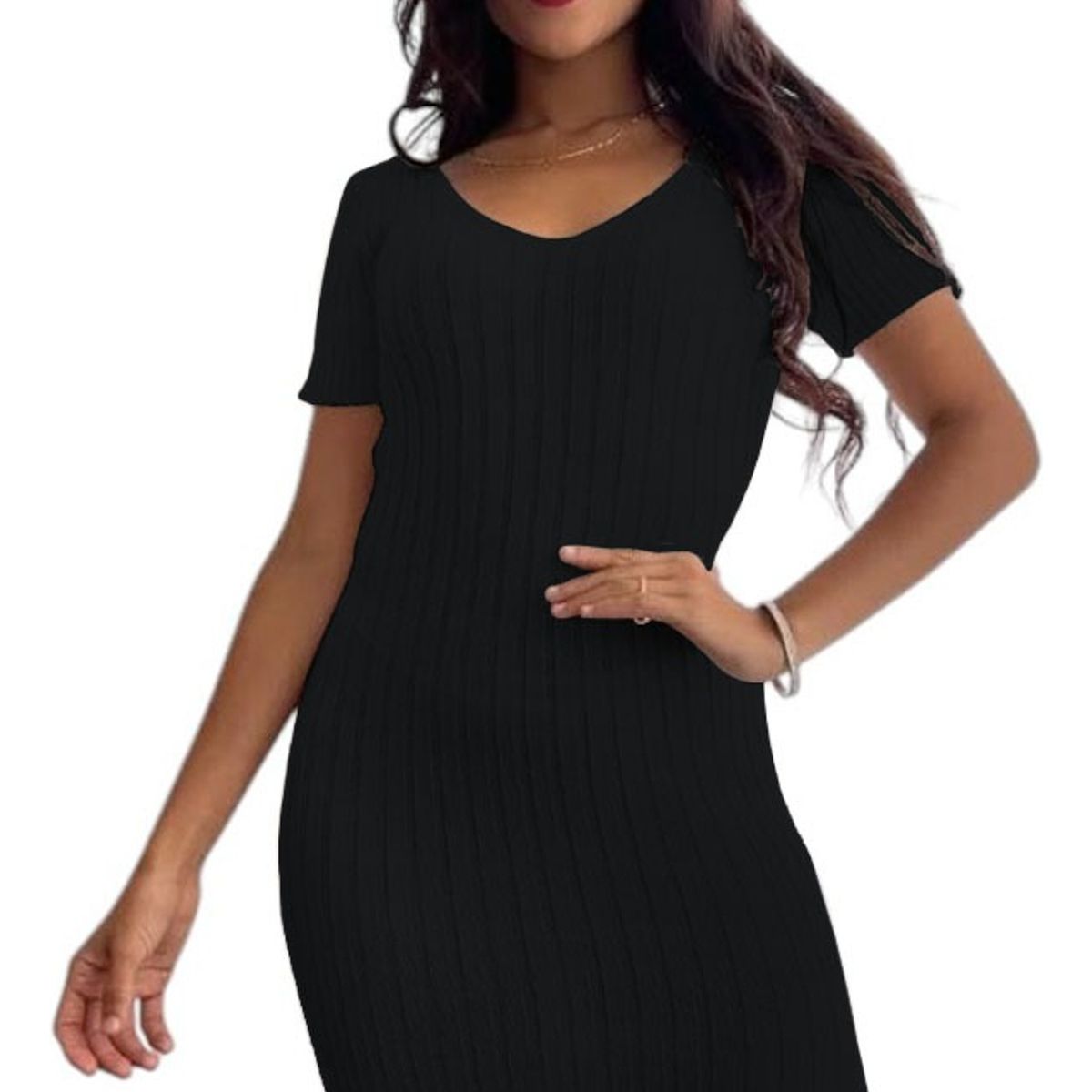 GENERICO - Vestido Chic Mujer Tejido Jilo Alpino G359-22 Color Negro