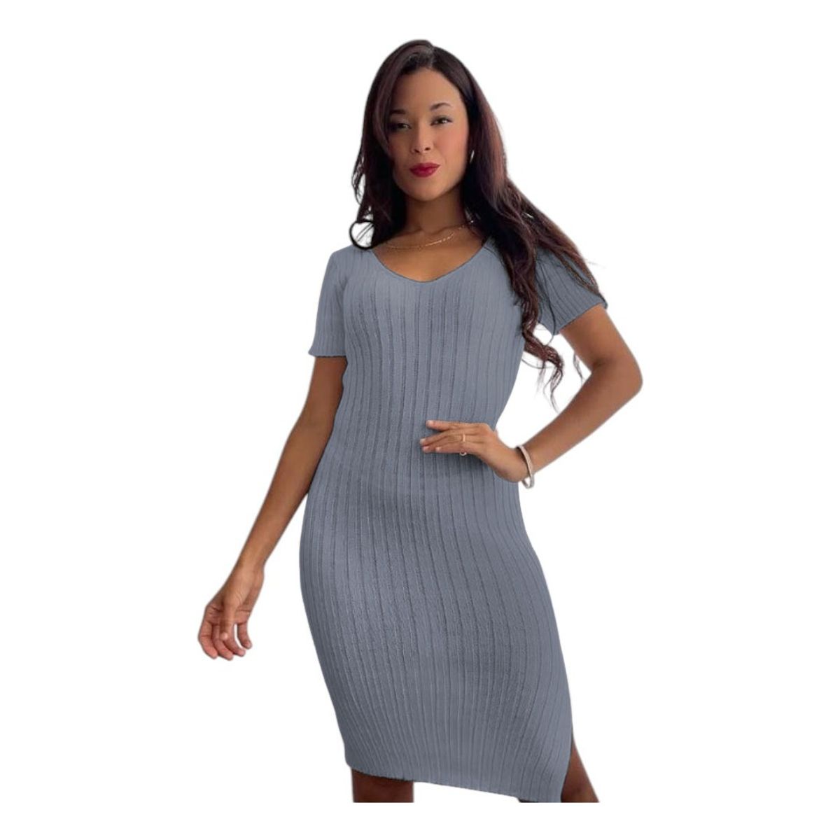GENERICO - Vestido Chic Mujer Tejido Jilo Alpino G359-22 Color Plomo Rata