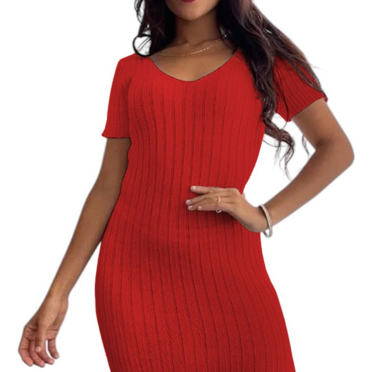 GENERICO - Vestido Chic Mujer Tejido Jilo Alpino G359-22 Color Rojo