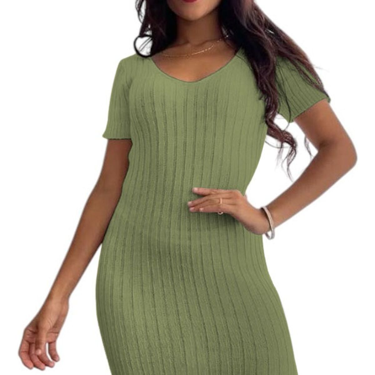 GENERICO - Vestido Chic Mujer Tejido Jilo Alpino G359-22 Color Verde Oscuro