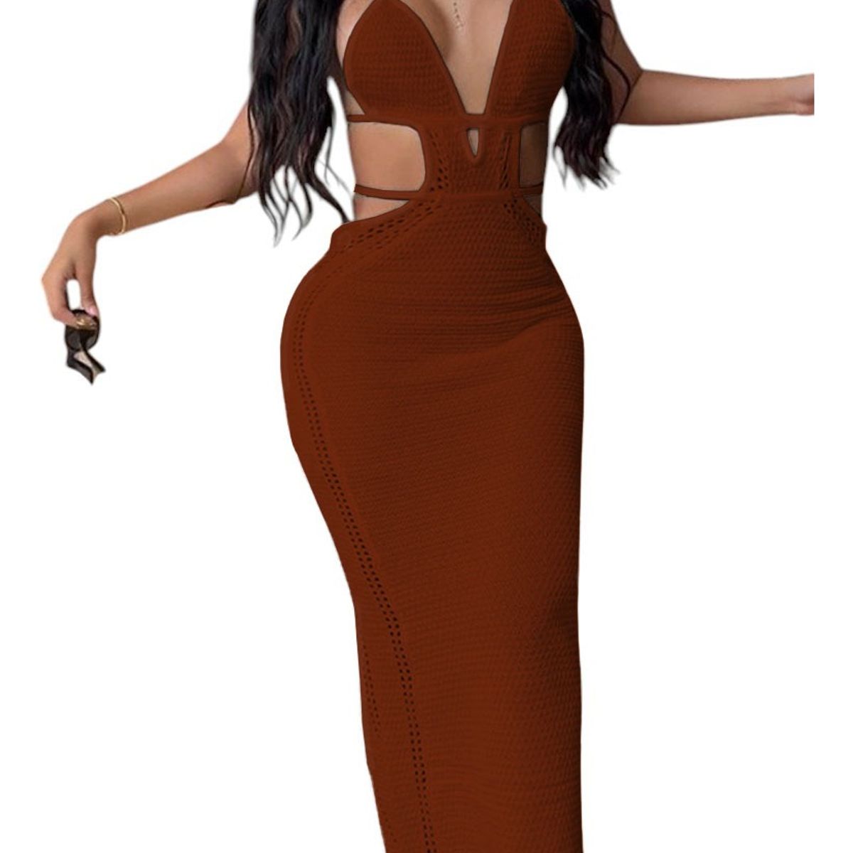 GENERICO - Vestido Luz De Estilo Mujer Tejido Jilo Alpino G459-27 Color Camel