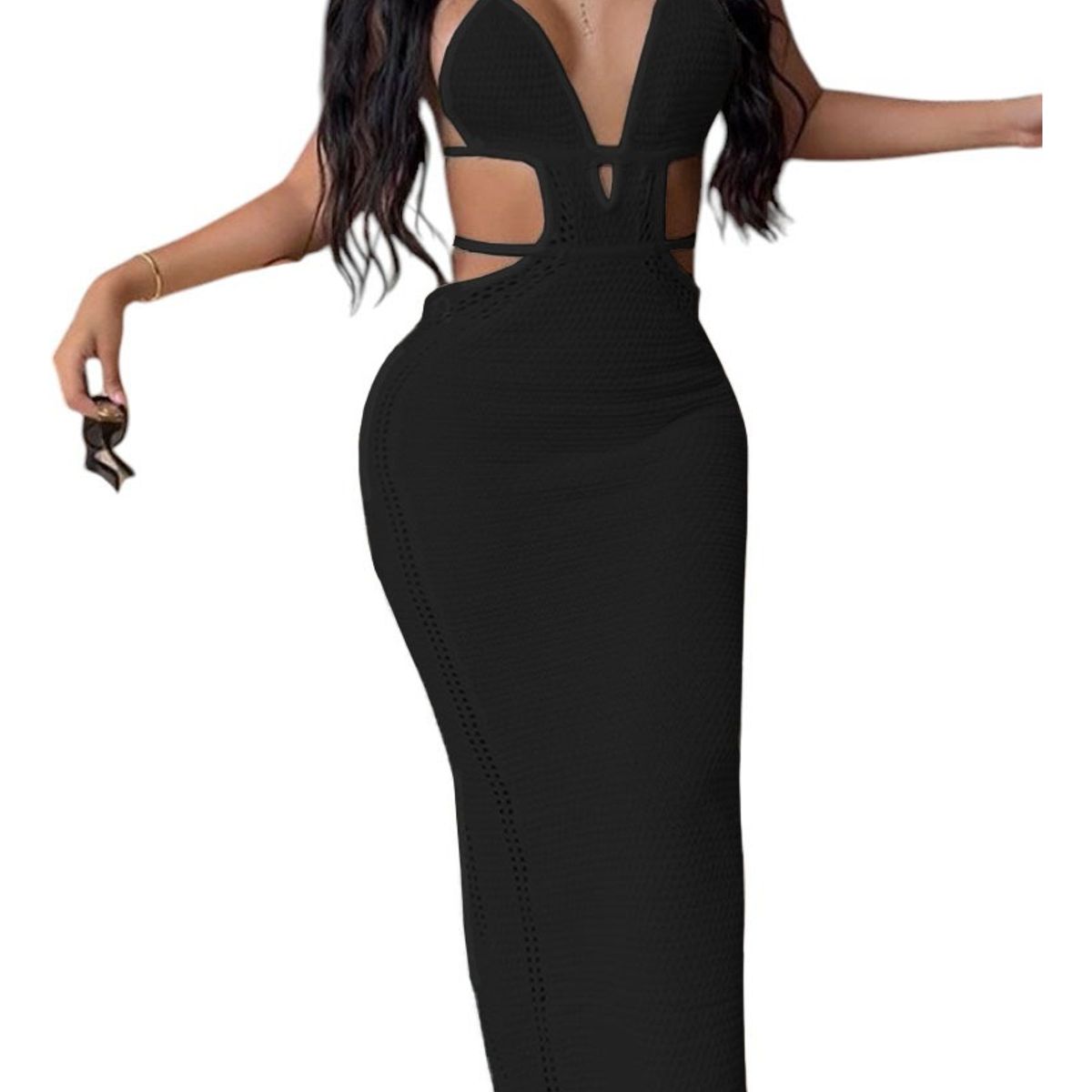 GENERICO - Vestido Luz De Estilo Mujer Tejido Jilo Alpino G459-27 Color Negro