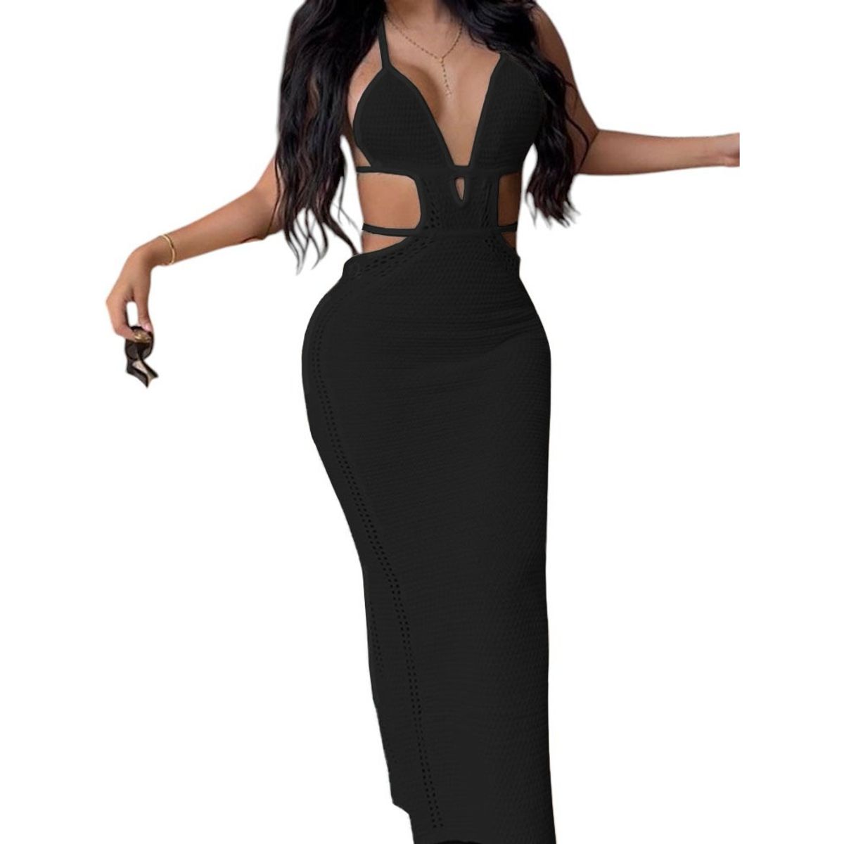 GENERICO - Vestido Luz De Estilo Mujer Tejido Jilo Alpino G459-27 Color Negro