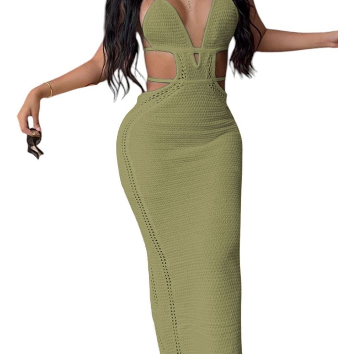 GENERICO - Vestido Luz De Estilo Mujer Tejido Jilo Alpino G459-27 Color Verde